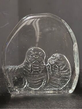 Glass Walrus Paperweight